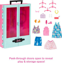 Barbie Closet five hangers keep outfits organized for quick mix-and-match sessions