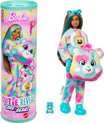 Barbie Cutie Reveal Care Bears Good Vibes Bear packaging, a playful collectible moment for kids.