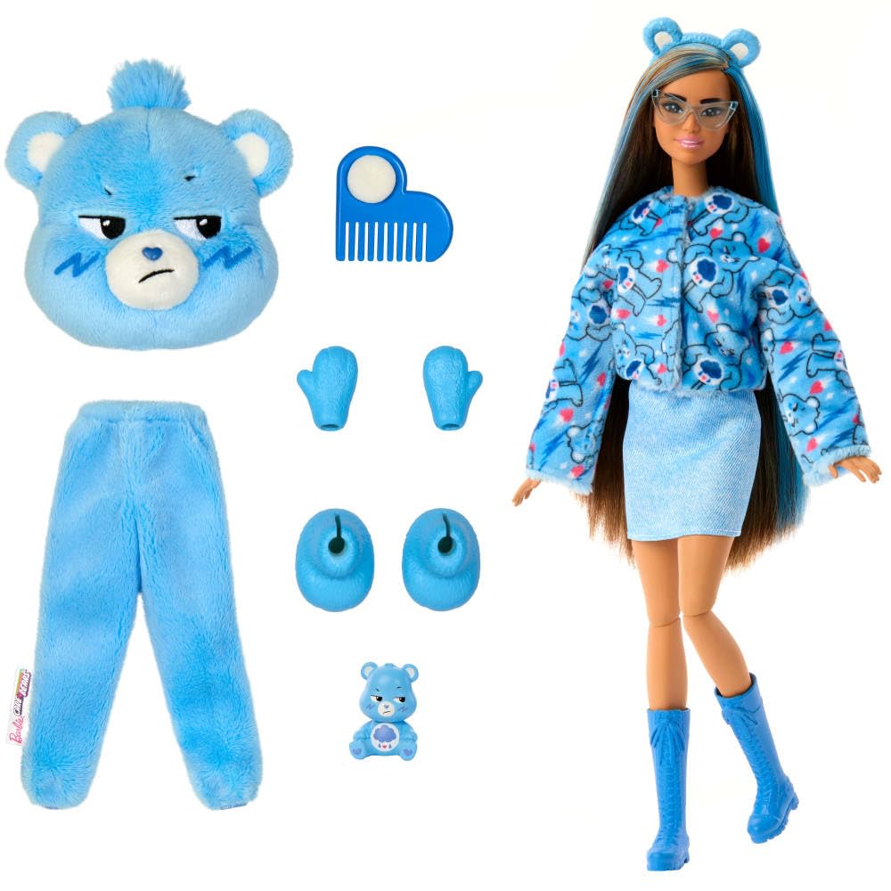 Barbie Cutie Reveal Care Bears fashions including a skirt and headband for easy styling