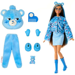 Barbie Cutie Reveal Care Bears fashions including a skirt and headband for easy styling