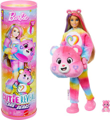 Barbie Cutie Reveal Care Bears Togetherness Bear: unboxing excitement and color-change play.