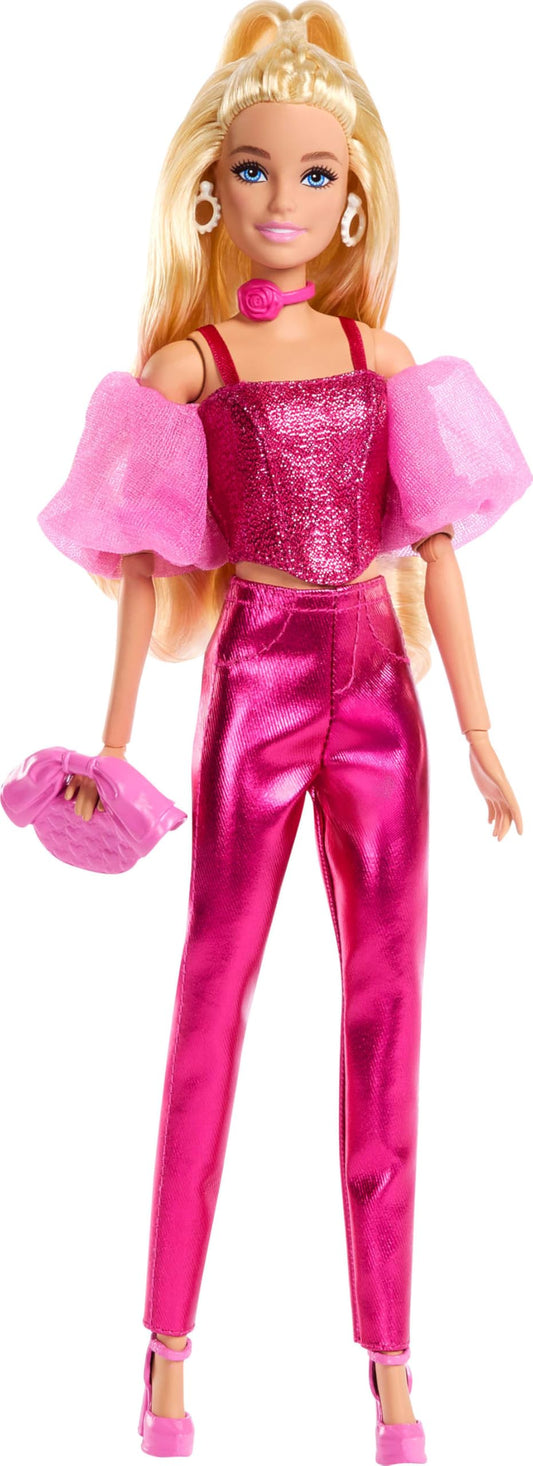 Barbie Deluxe Style Doll 5 with metallic pink outfit, ideal for imaginative fashion play