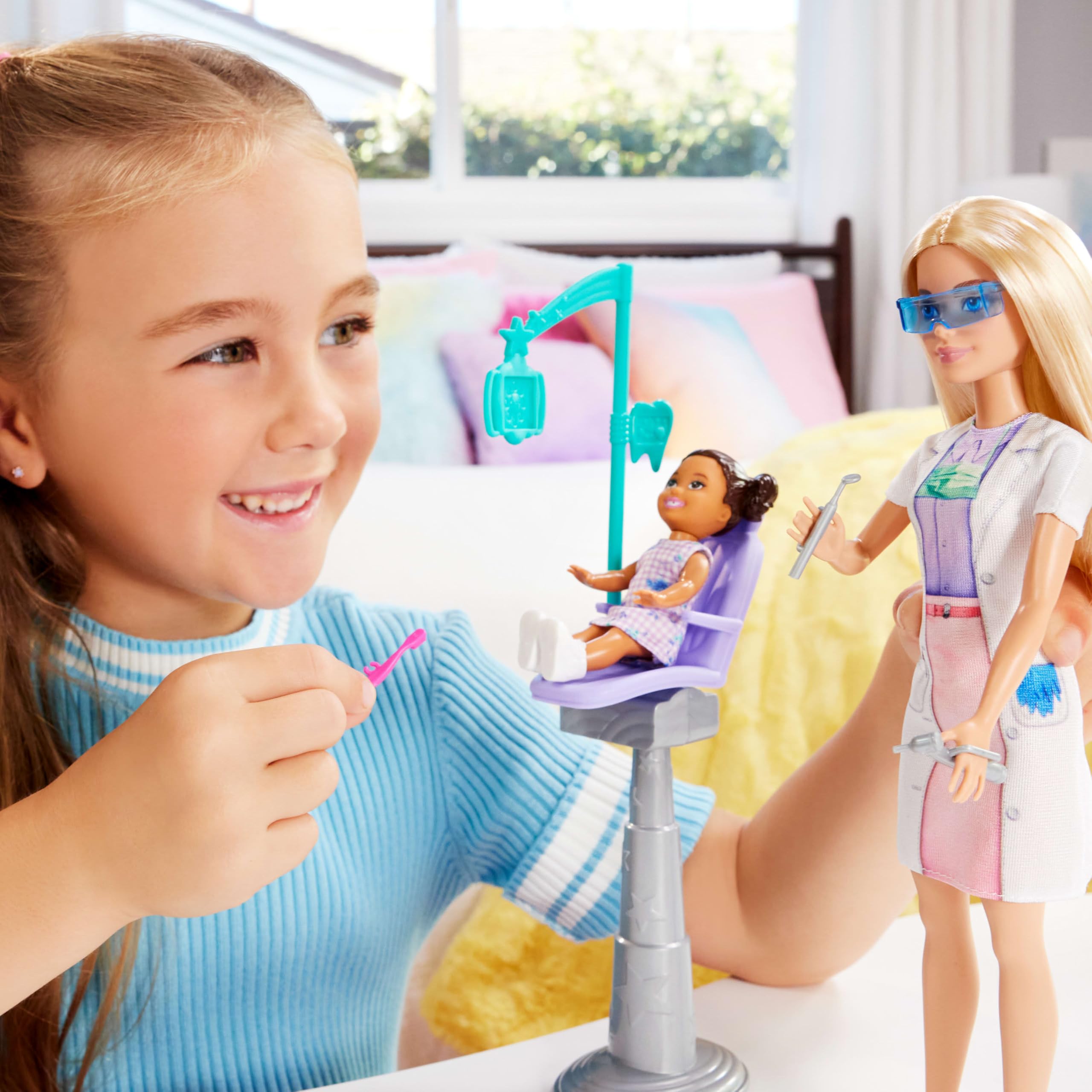 Barbie Dentist dental tools enable detailed storytelling during pretend care.