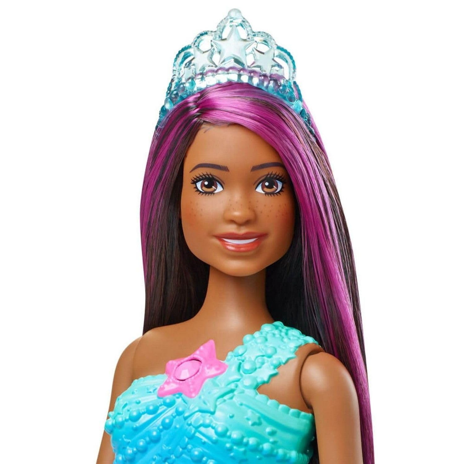 Barbie Dreamtopia mermaid with pearl-detailed bodice and rainbow fins.