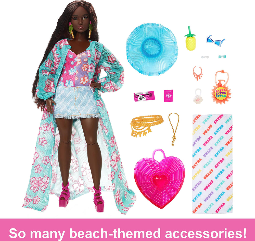 Barbie Extra Fly with oversized hat and sunglasses for chic beach days.