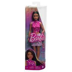 Barbie Fashionistas Doll #215 black hair with side part supports varied hairstyles.