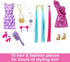 Barbie Fun & Fancy strappy golden shoes to complete a vibrant look.