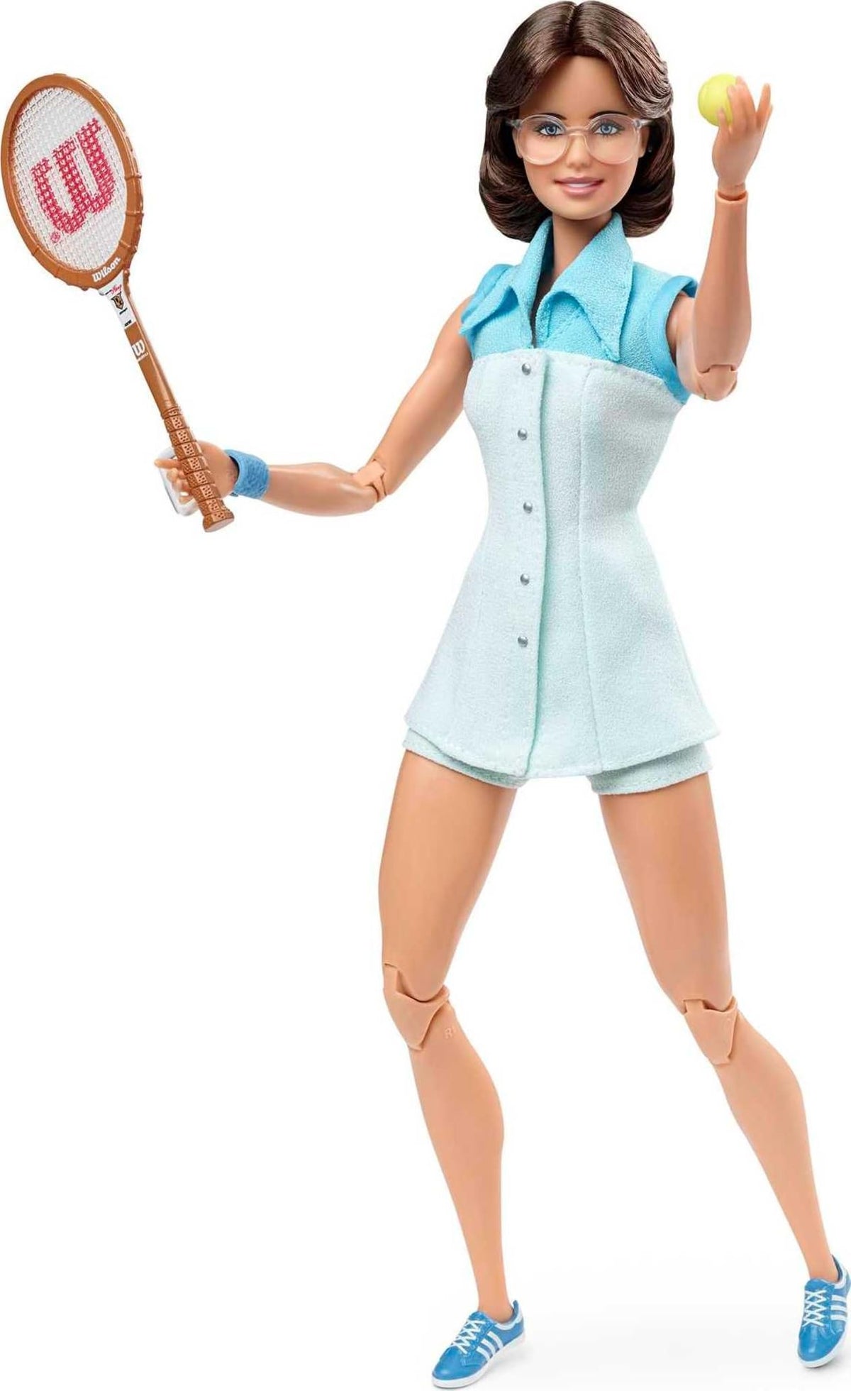 Barbie Inspiring Women Billie Jean King doll in tennis dress ready for display and storytelling