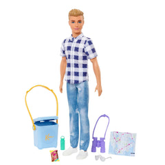 Barbie It Takes Two Ken doll in plaid shirt ready for camping adventures
