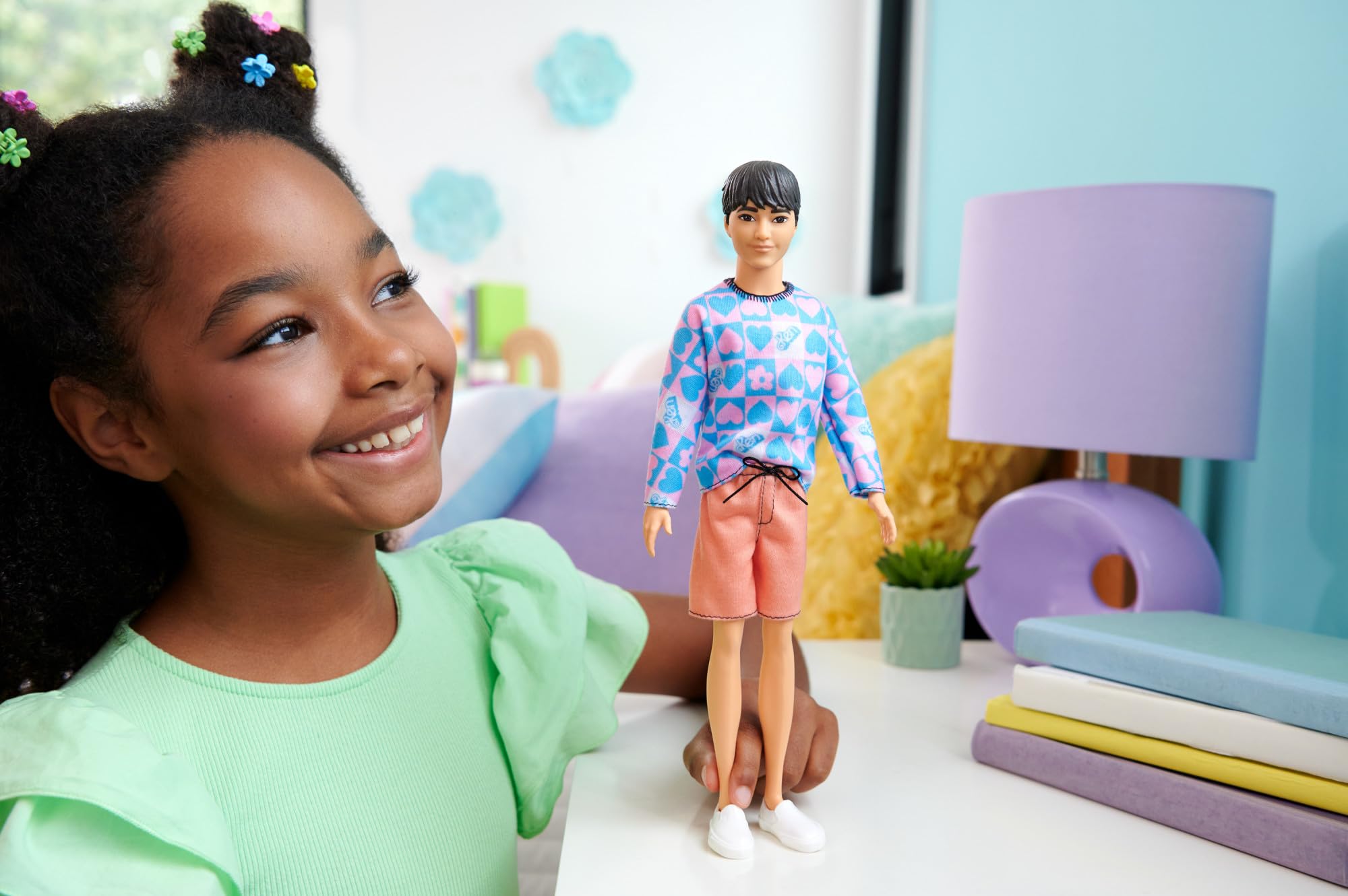 Barbie Ken Doll 219 patterned shirt with peach shorts for colorful outfits
