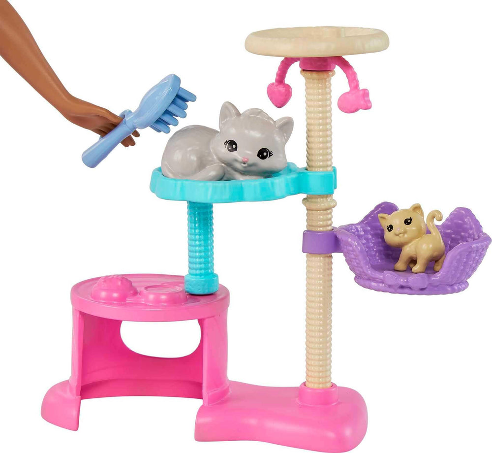 Barbie Kitty Condo shows multiple levels and a peekaboo hideout for play.