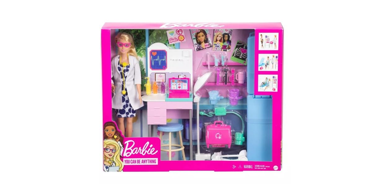 Barbie Medical Doctor Deluxe doll with cast and sticker activity for creativity.