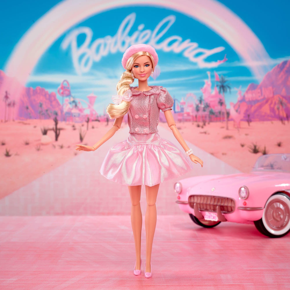 Barbie The Movie doll features a silver bracelet to complete the look.