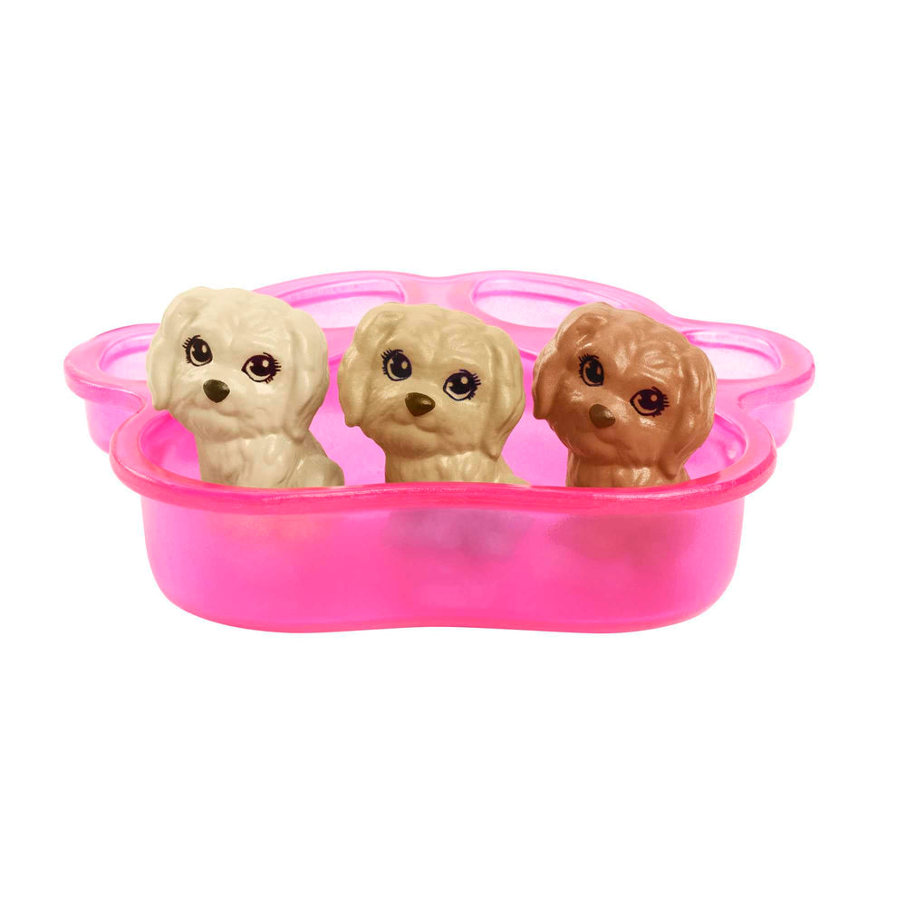 Barbie Newborn Pups puppy 3 carrier ready for on-the-go care.