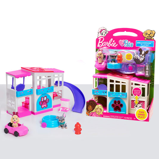 Barbie Pet Dreamhouse two-sided playset front view for imaginative play