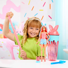 Barbie Pop Reveal Bright Bunny doll with color-blocked hair sparks imaginative styling.