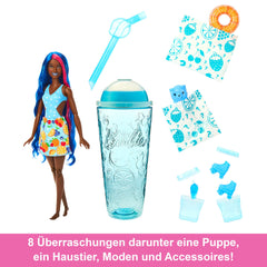 Barbie Pop Reveal slime drips over ice cubes for tactile sensory play.