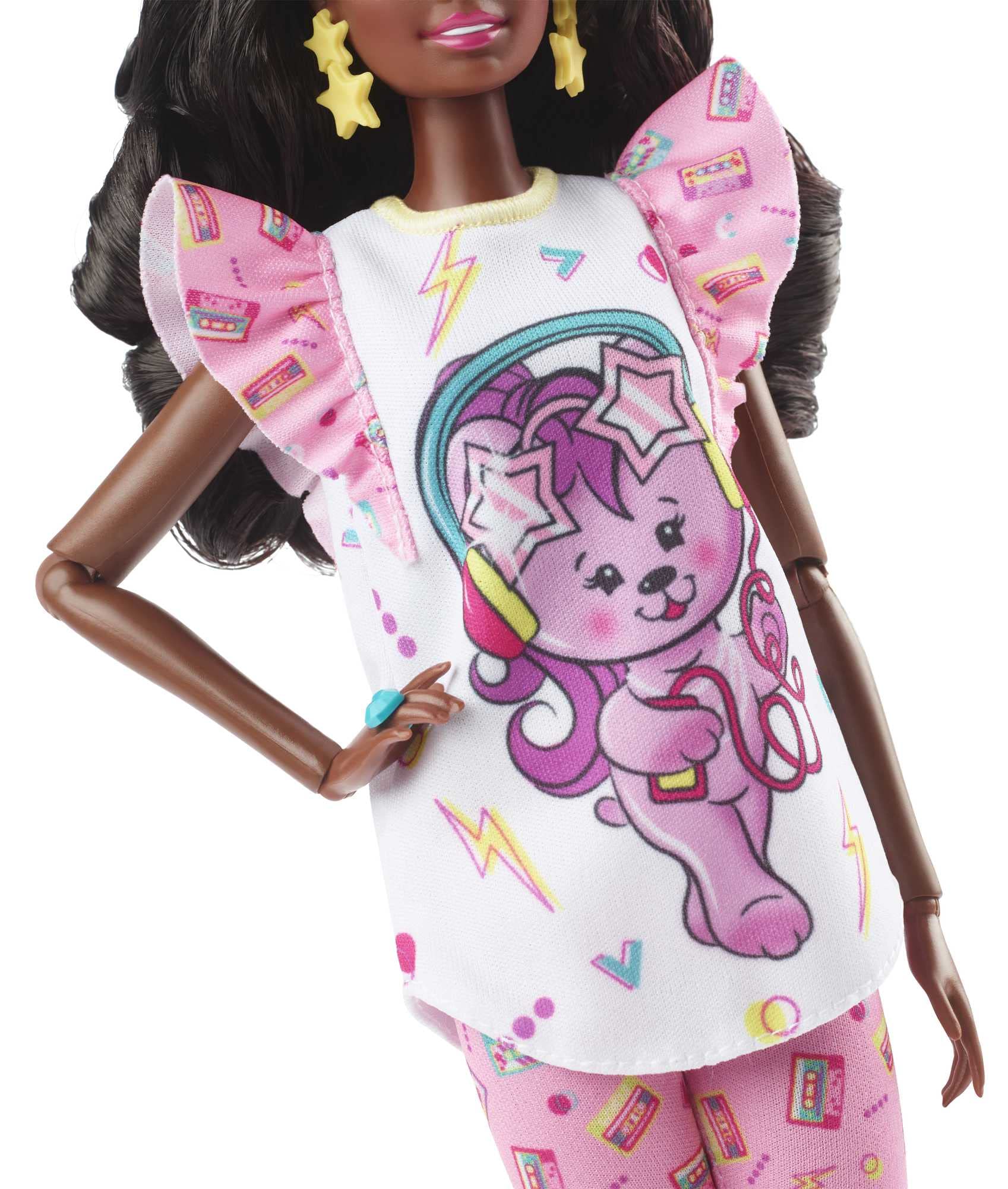 Barbie Rewind doll with cassette stand and retro packaging enhances display appeal