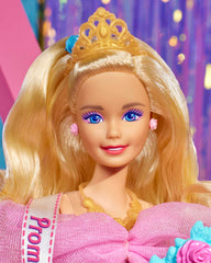 Barbie Rewind doll pink-sequin-dress glows with 80s glamour on shelves.