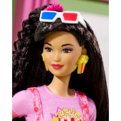 Barbie Rewind doll popcorn earrings add playful 80s flair.