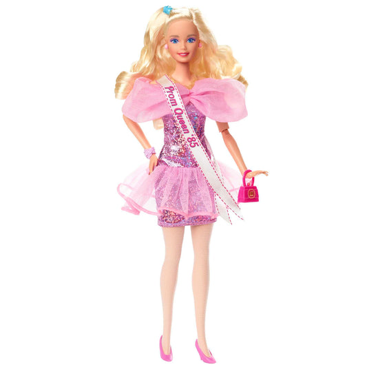Barbie Rewind doll prom-crown highlights nostalgic display and collectors' interest.