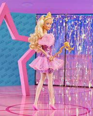 Barbie Rewind doll prom-sash 1985 evokes retro vibe for display.