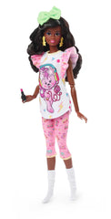 Barbie Rewind doll accessories set includes TV, popcorn, phone for imaginative scenes