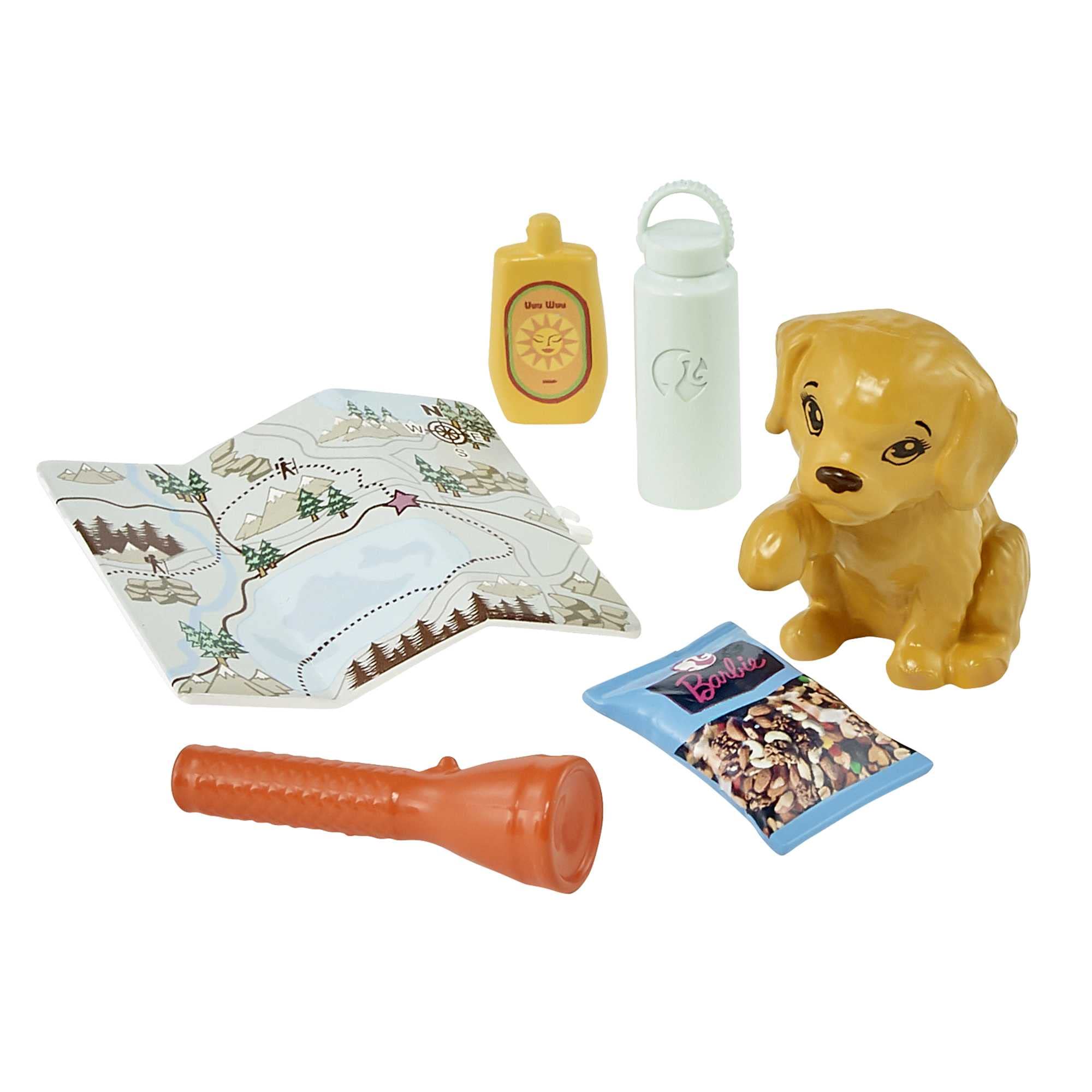 Barbie self-care doll posing with camera and map for scenic explorations.