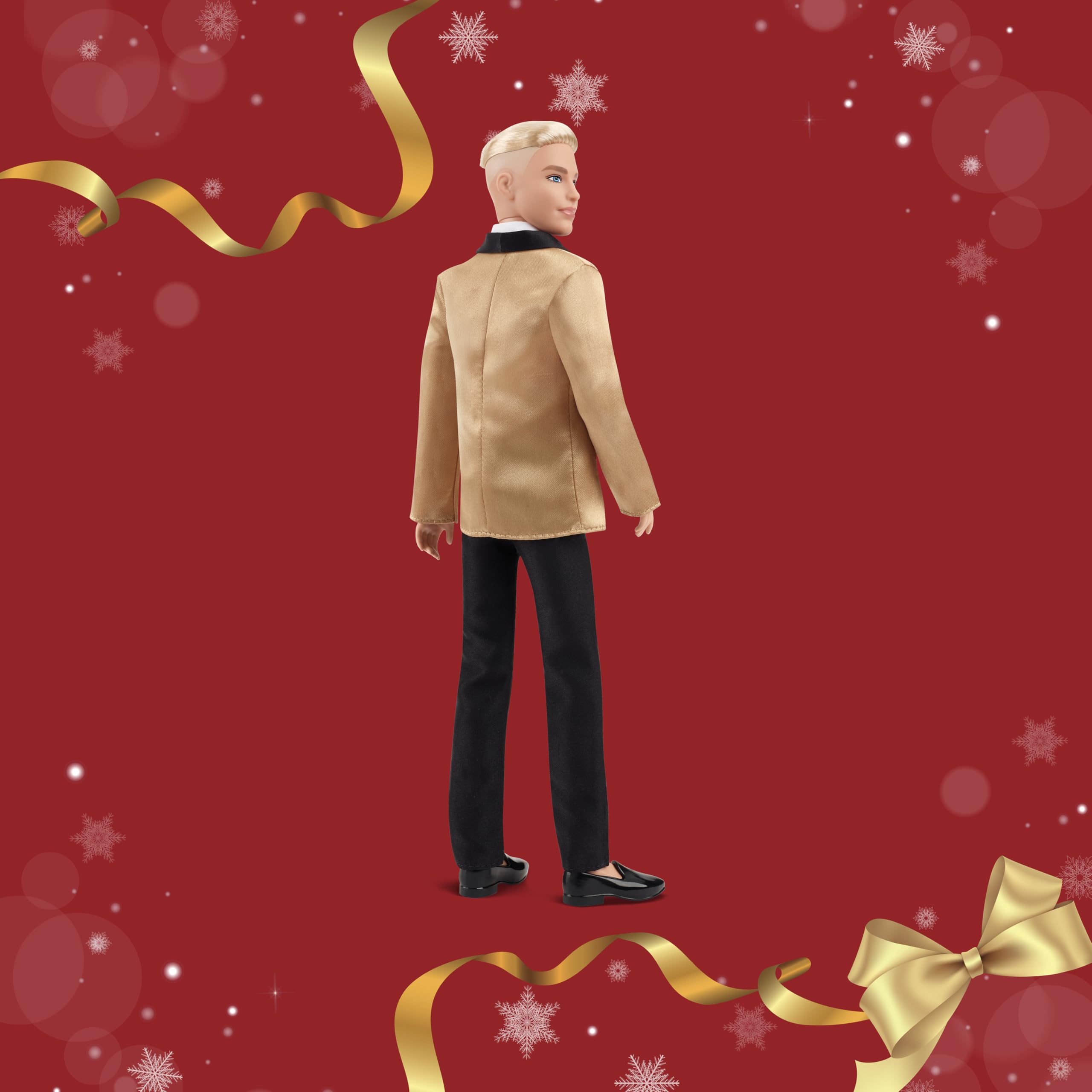 Barbie Signature 2025 Holiday Ken black pants and shoes completing the outfit