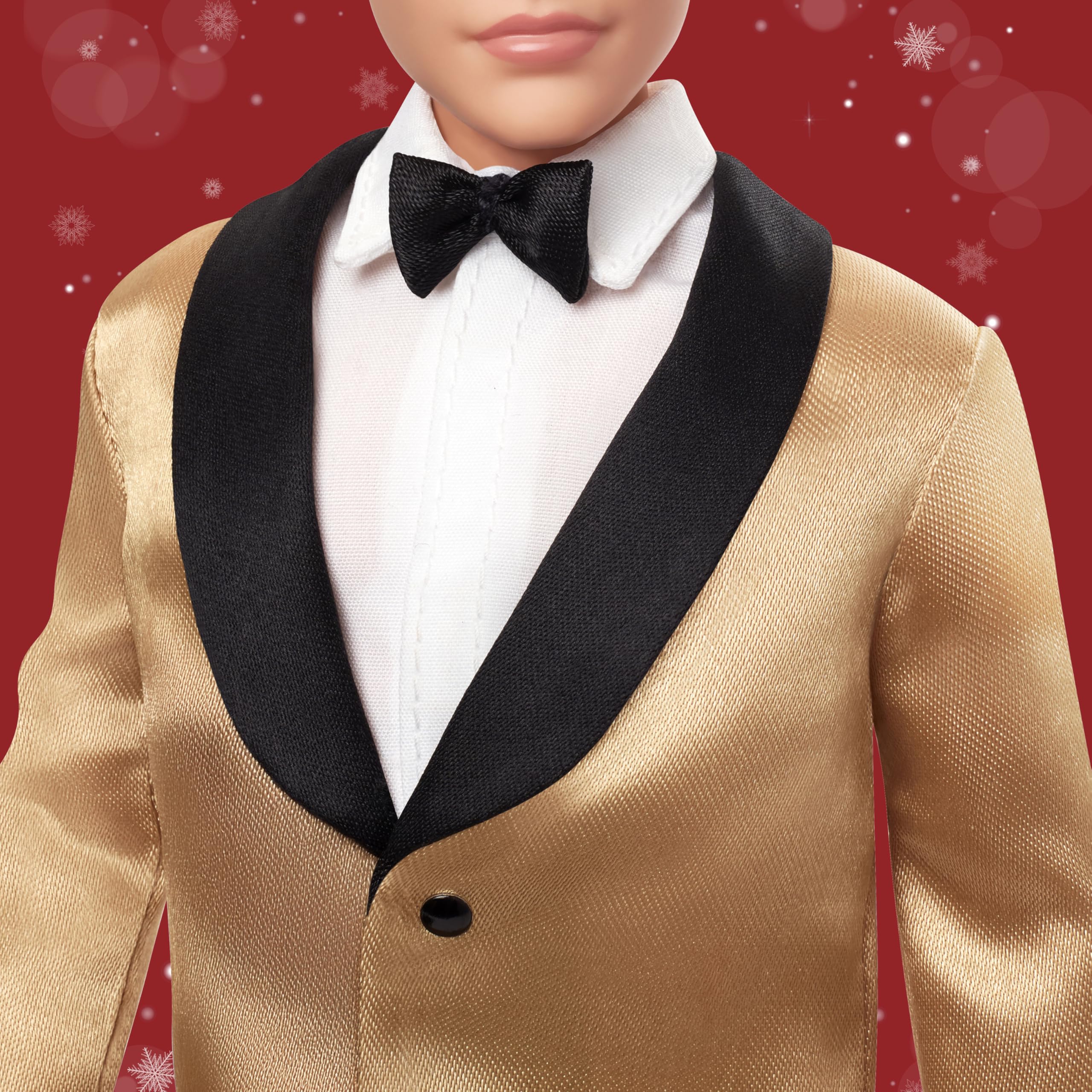 Barbie Signature 2025 Holiday Ken doll stand supporting a stylish display