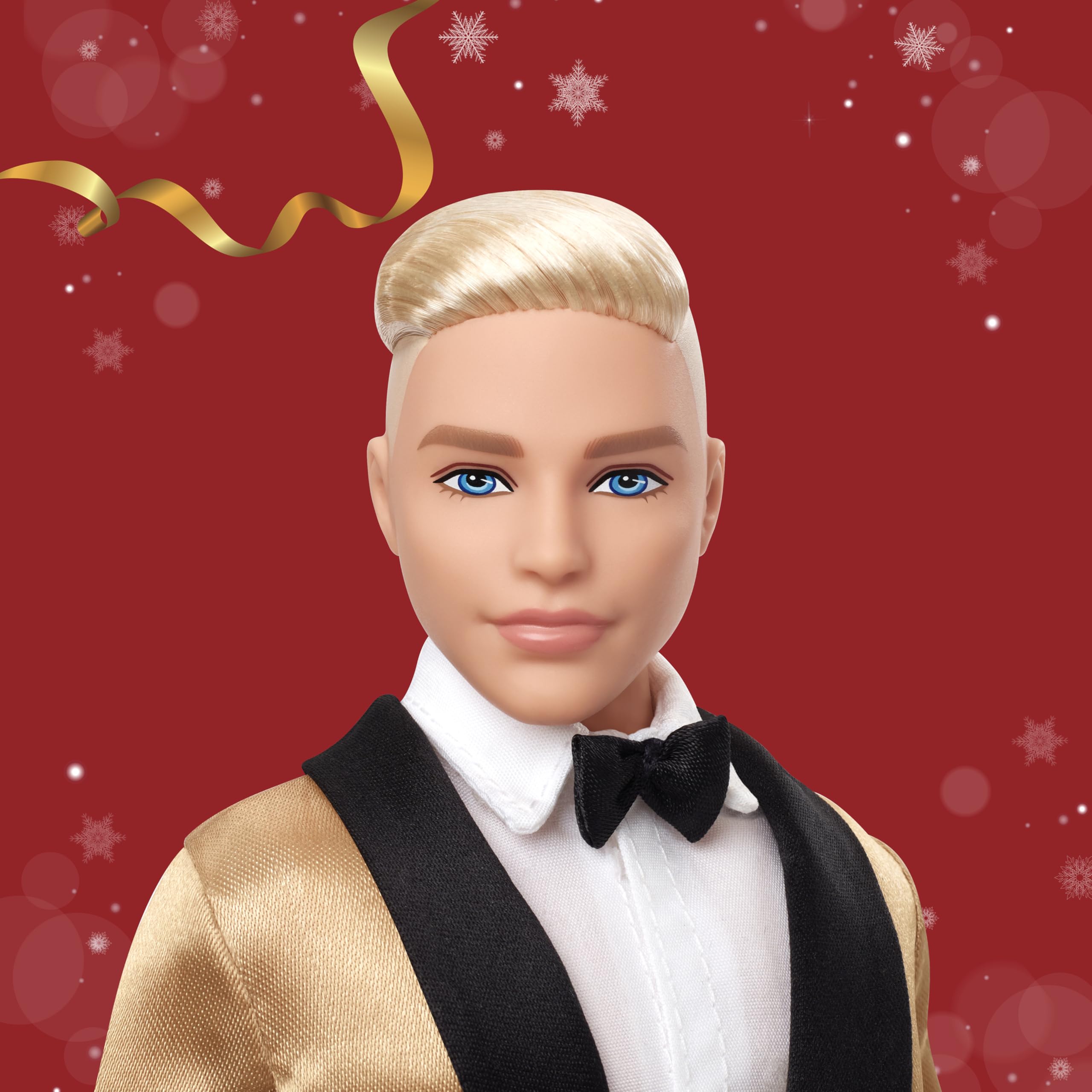 Barbie Signature 2025 Holiday Ken packaging display showing festive presentation