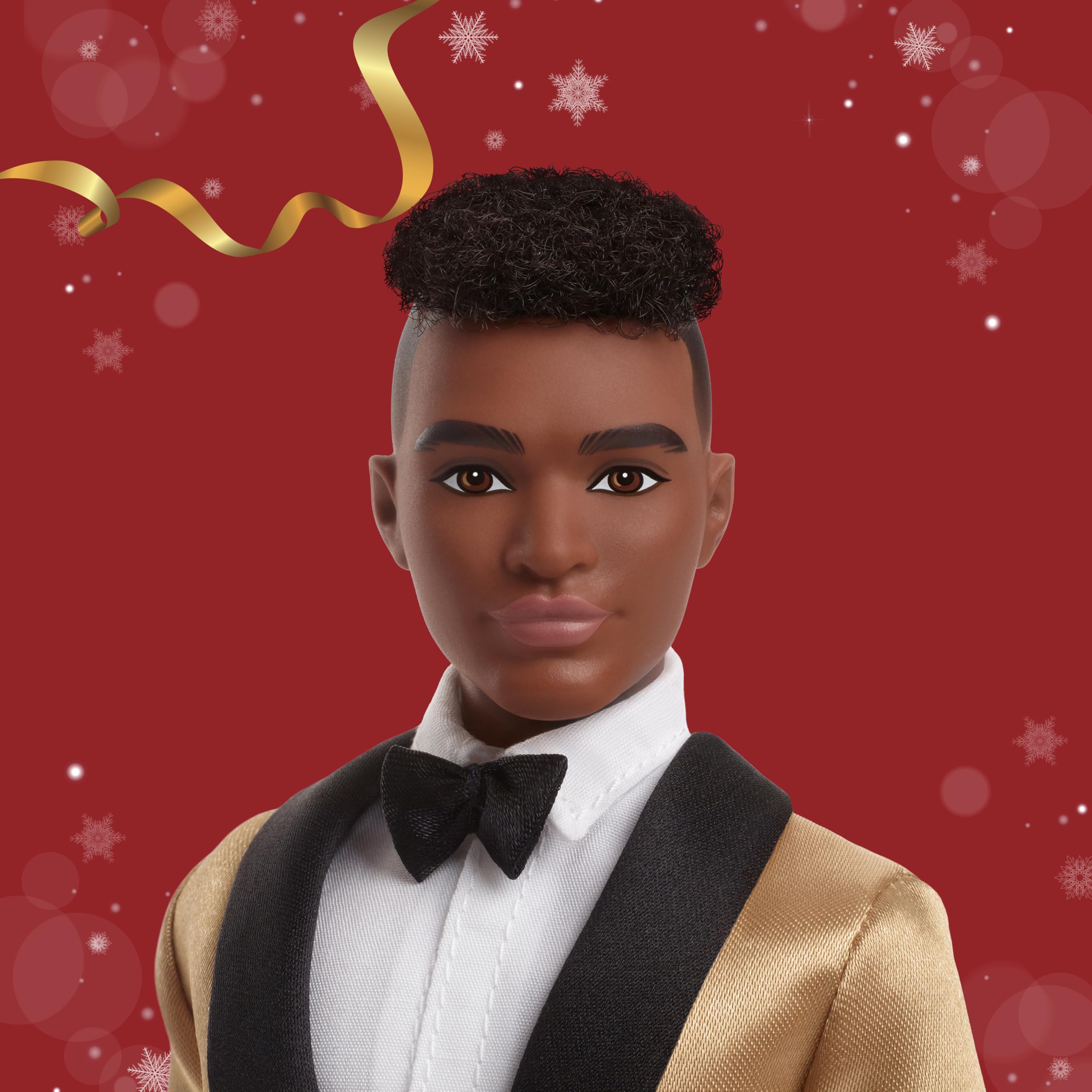 Ken wears white shirt and black bow tie for holiday elegance