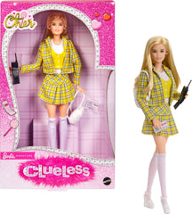 Barbie Signature Cher doll in yellow plaid suit, ideal for display and retro fashion collections.