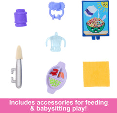 Barbie sippy cup and bib for kid-safe mealtime pretend play.