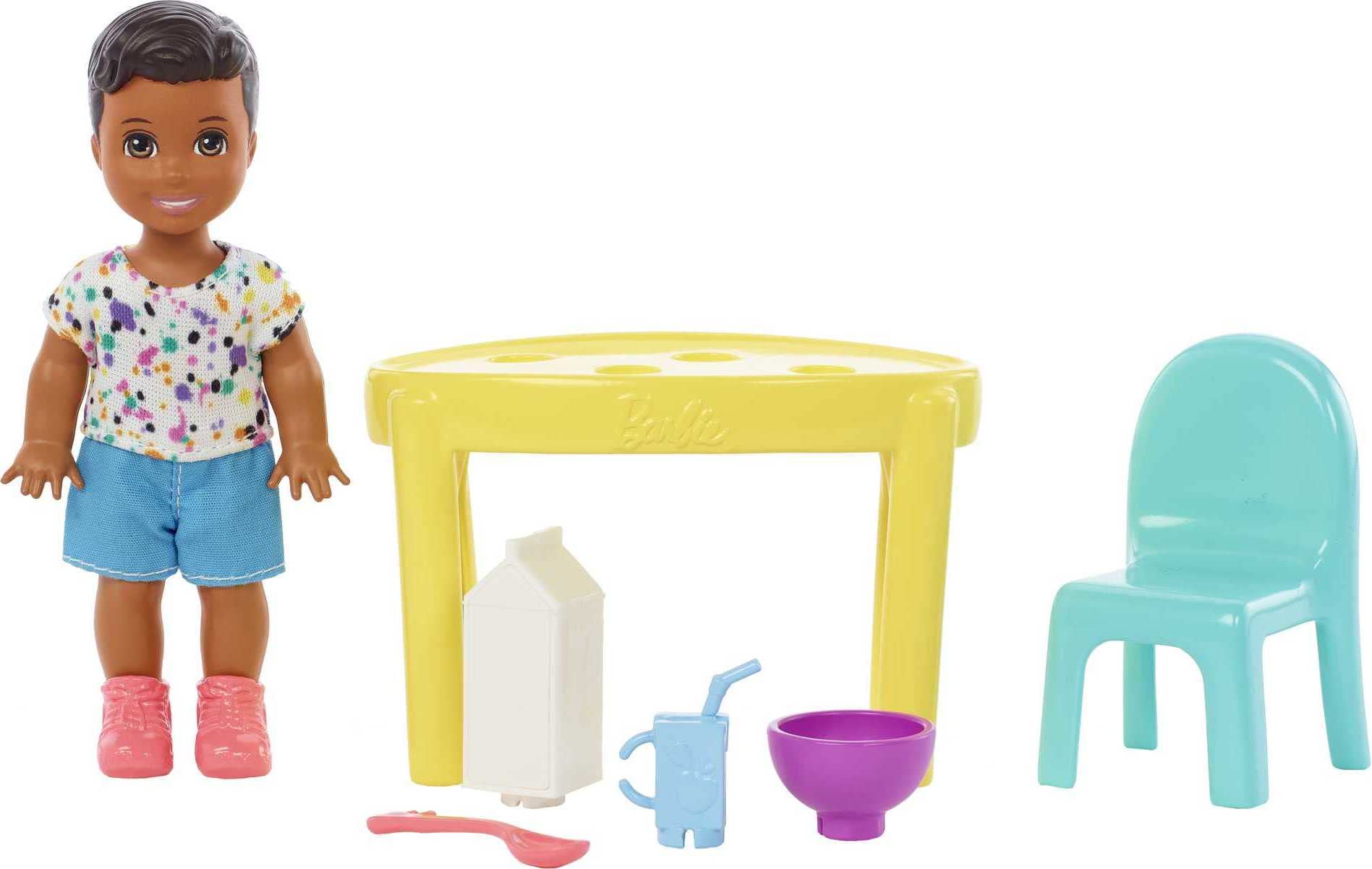 Barbie Skippers Babysitters Inc table and chair set for pretend dining.