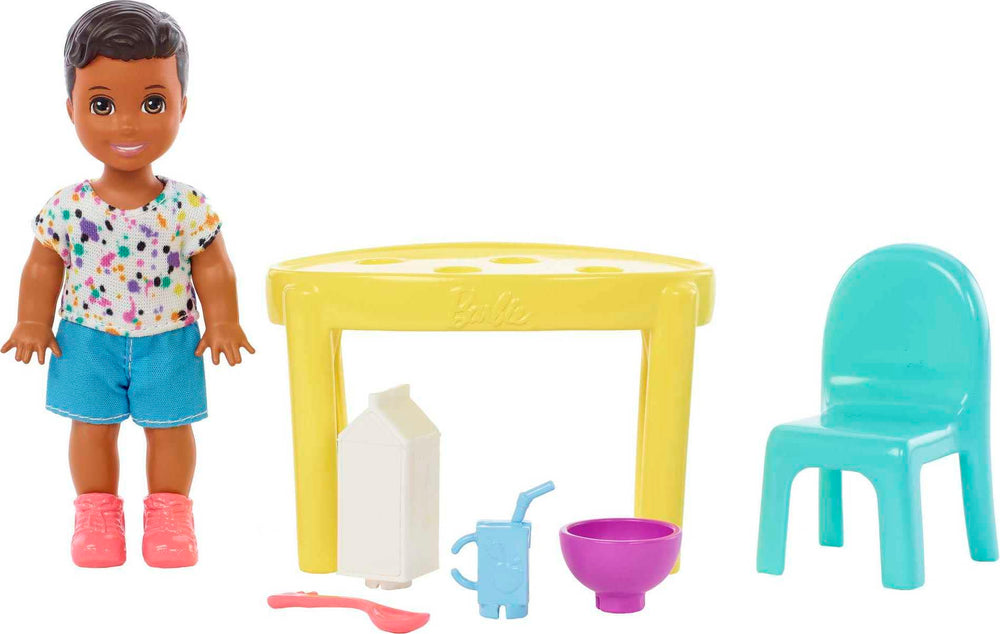 Barbie Skippers Babysitters Inc table and chair set for pretend dining.