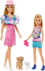 Barbie and Stacie dolls in summer outfits for creative storytelling.