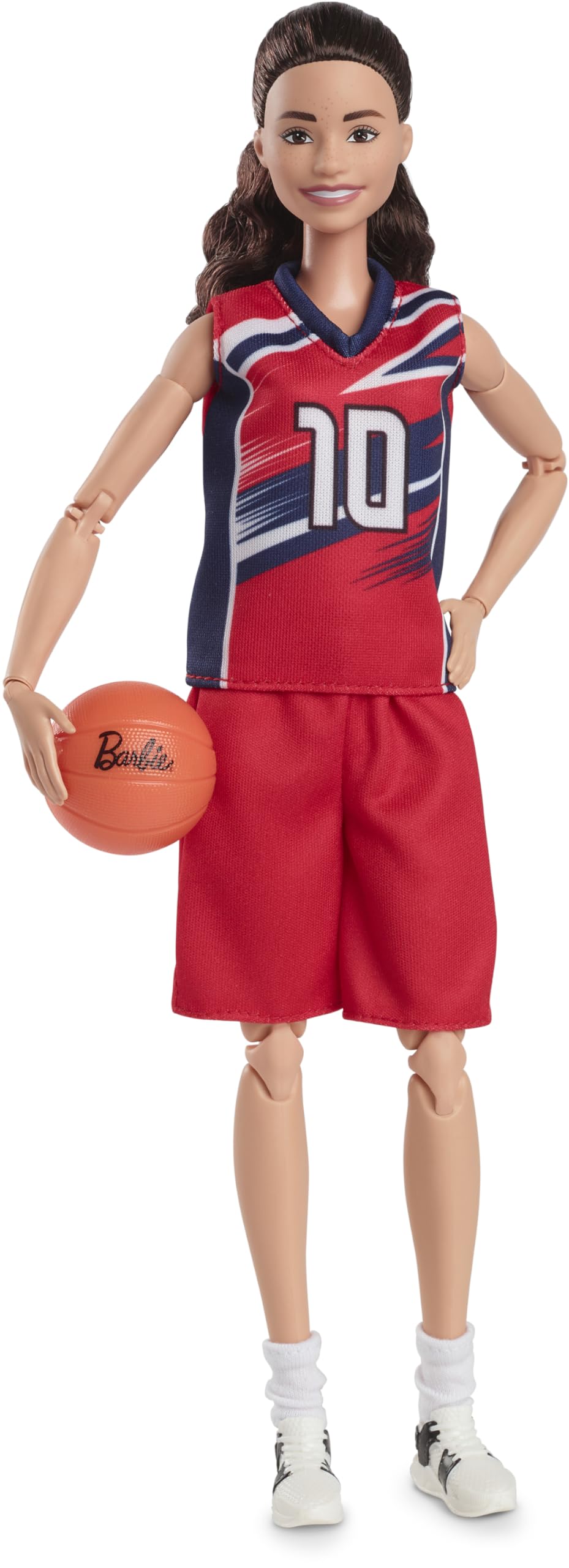 Barbie Sue Bird doll in No 10 jersey ready for dynamic posing and display.