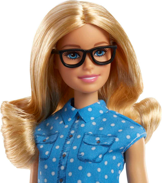 Barbie teacher doll at desk with shelving for organized classroom play