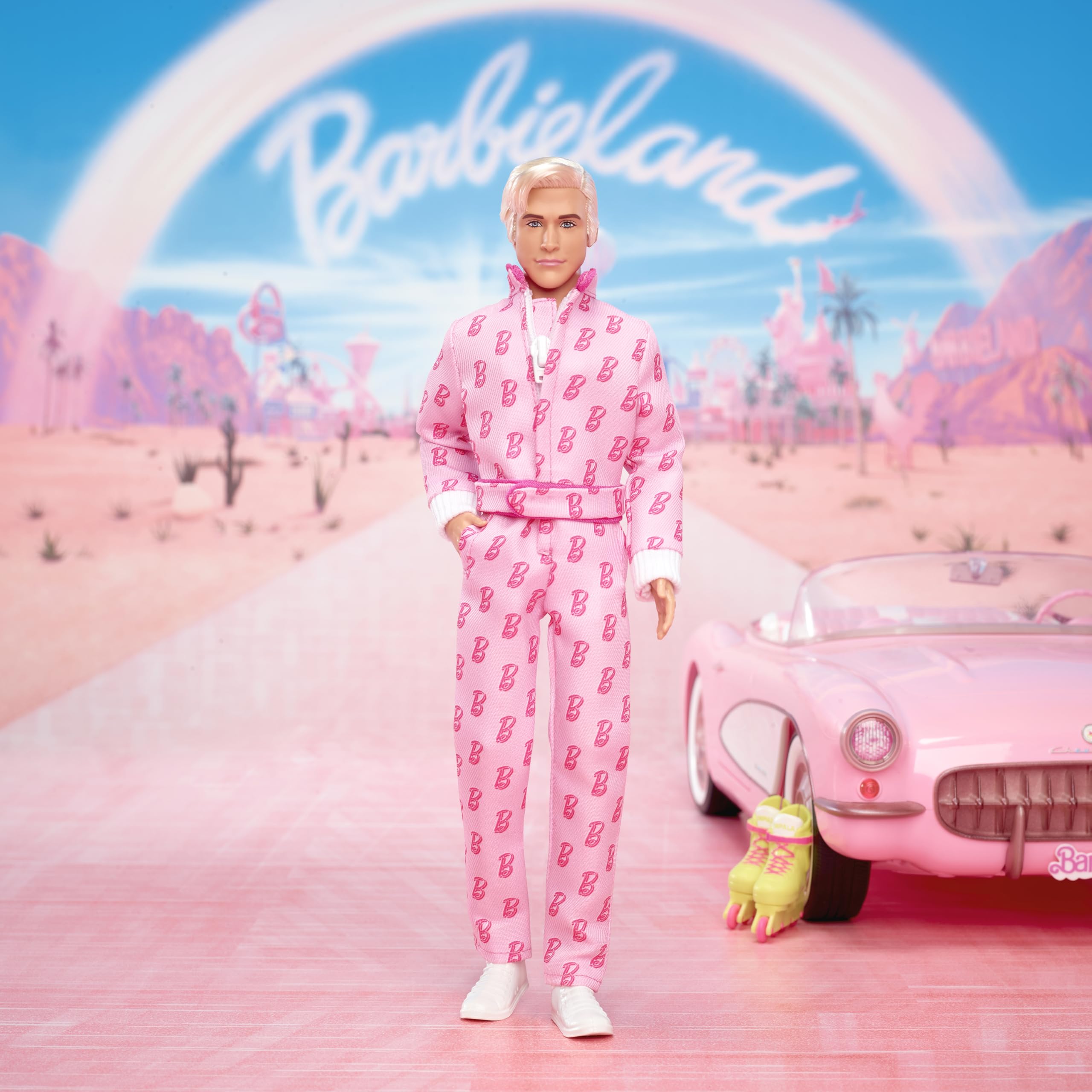 Barbie The Movie Ken roller skates enable dynamic poses and vibrant shelf display.