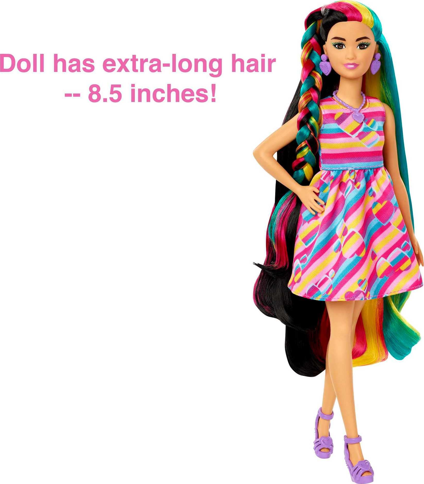 Barbie heart-print sleeveless dress adds bright playful style to imagination.