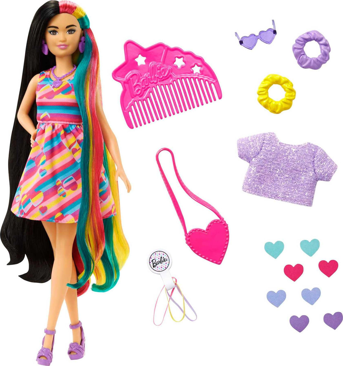 Barbie Totally Hair heart-themed doll with 8.5 inch hair for creative styling play.