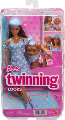 Barbie and puppy posed together in a twinning scene for imaginative play