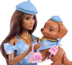 Barbie's pastel blue booties add soft finishing detail