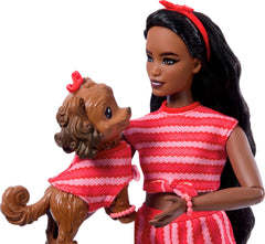 Barbie Twinning Looks red hair bows complete the coordinated park-ready outfit.