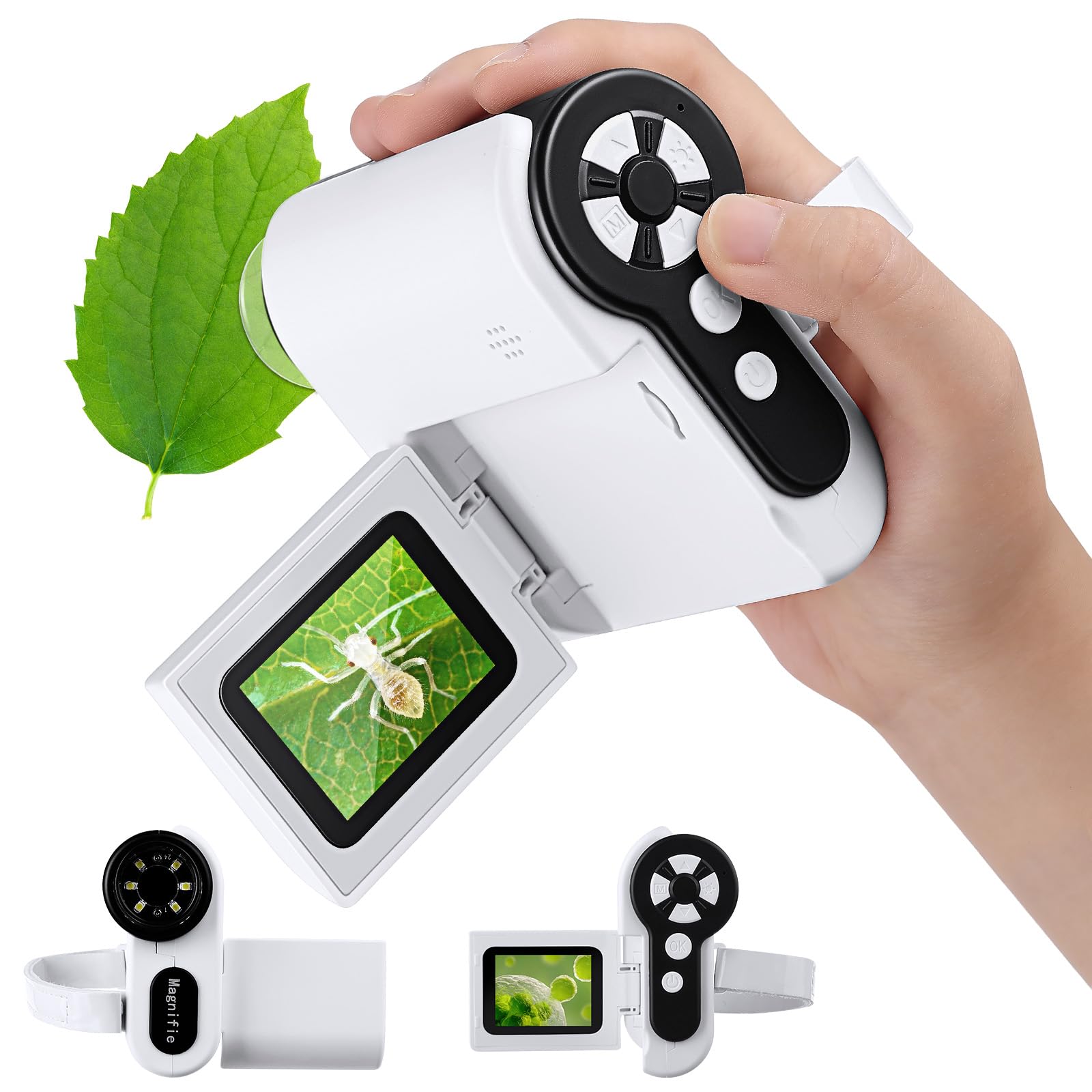 Barchrons 1000X handheld microscope front view showing compact design for kids to explore.