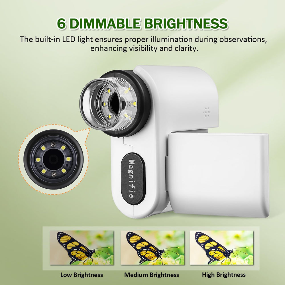 Barchrons 1000X handheld microscope portable design fits in a backpack.