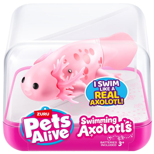BargainsMania Pets Alive Pink axolotl front view shows playful underwater motion