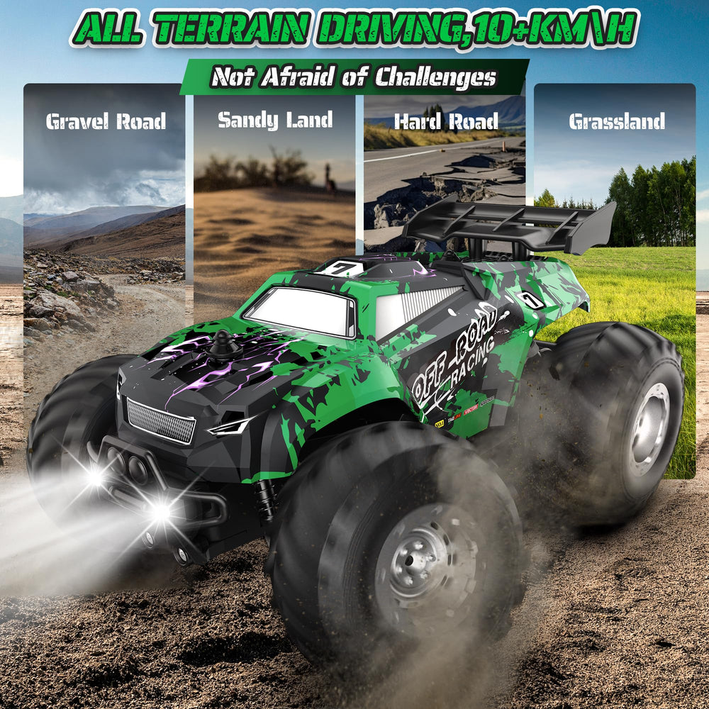 Barlisam RC car headlights on at night for enhanced visibility during dusk play.