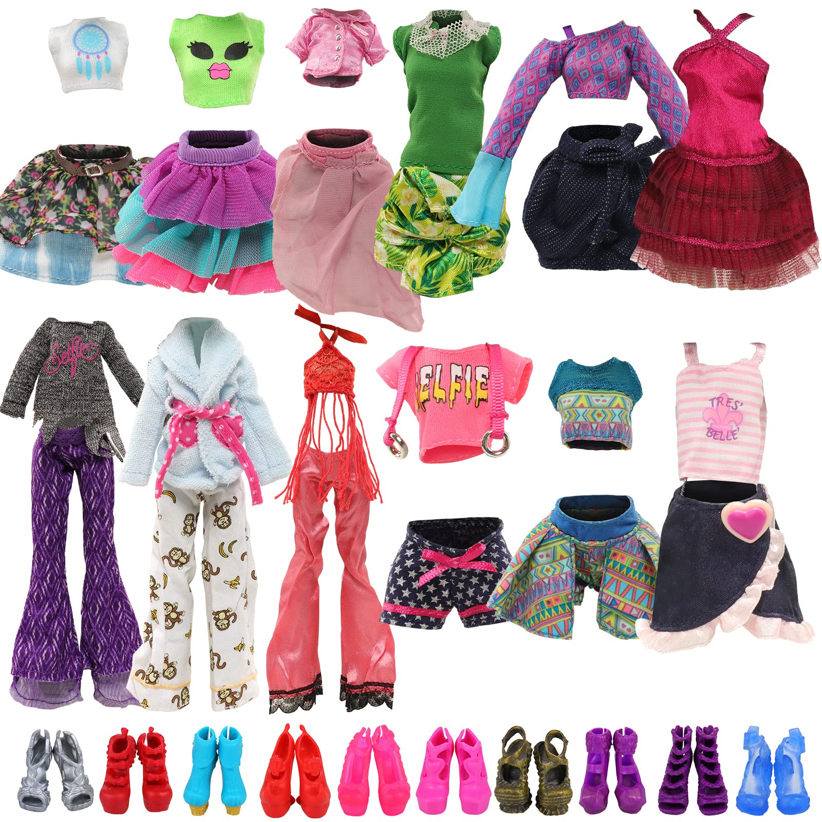 BARWA 11-inch Monster Girl doll clothes set with six outfits for versatile play